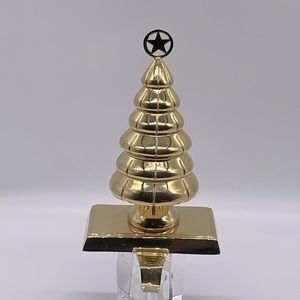 CHRISTMAS TREE SOLID BRASS STOCKING HOLDER